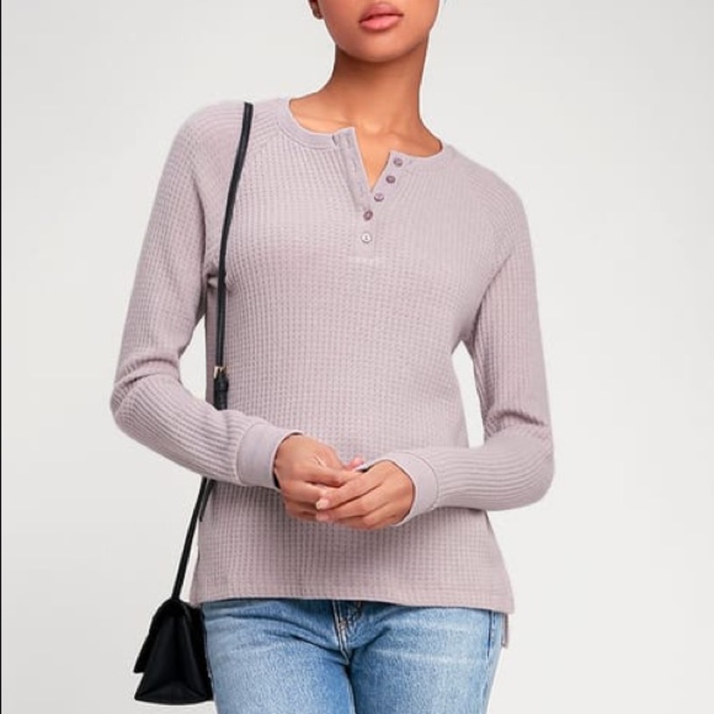 Z SUPPLY The Waffle Thermal Light Mauve Henley Top